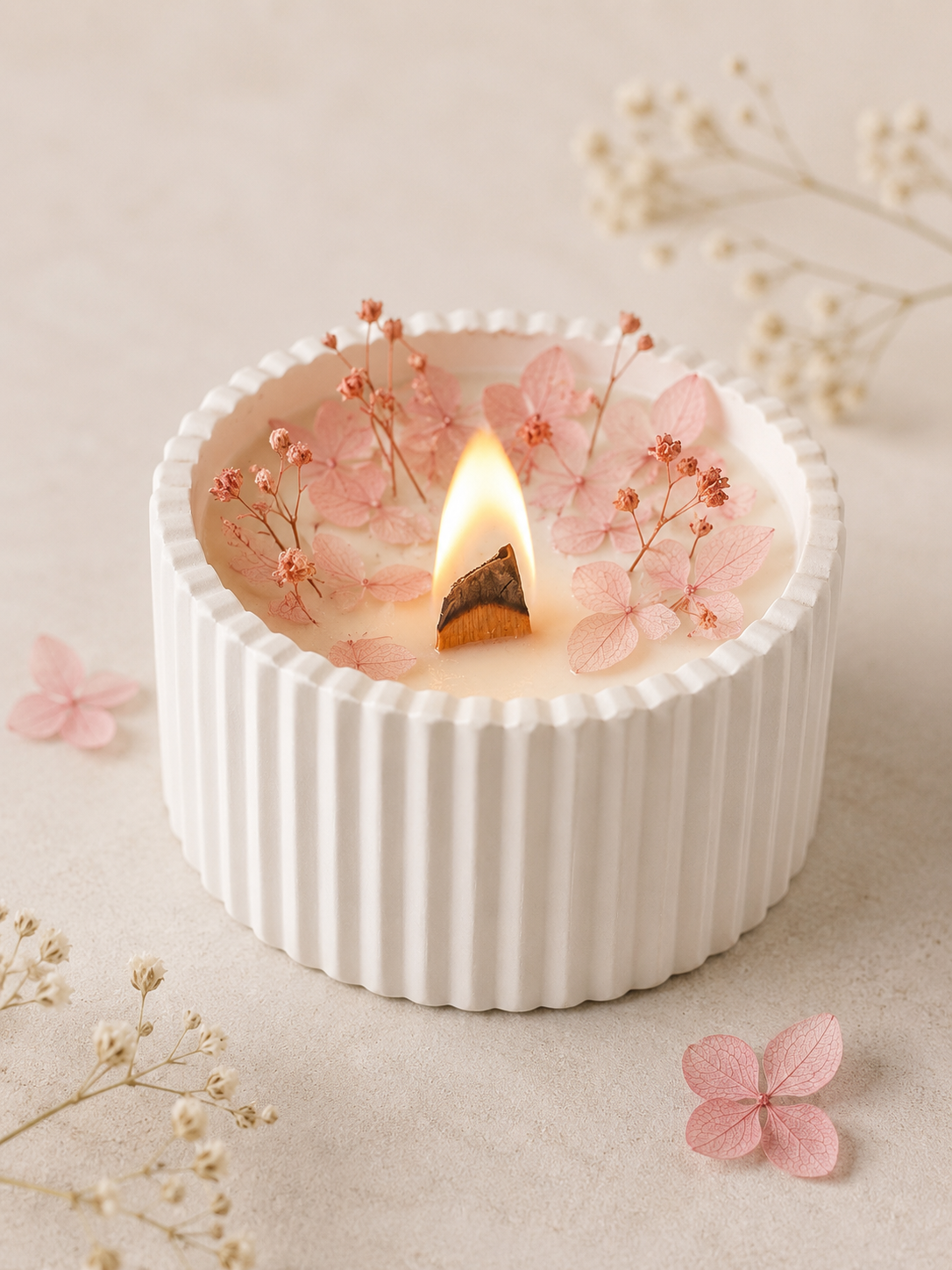 Candela botanica in polvere di ceramica