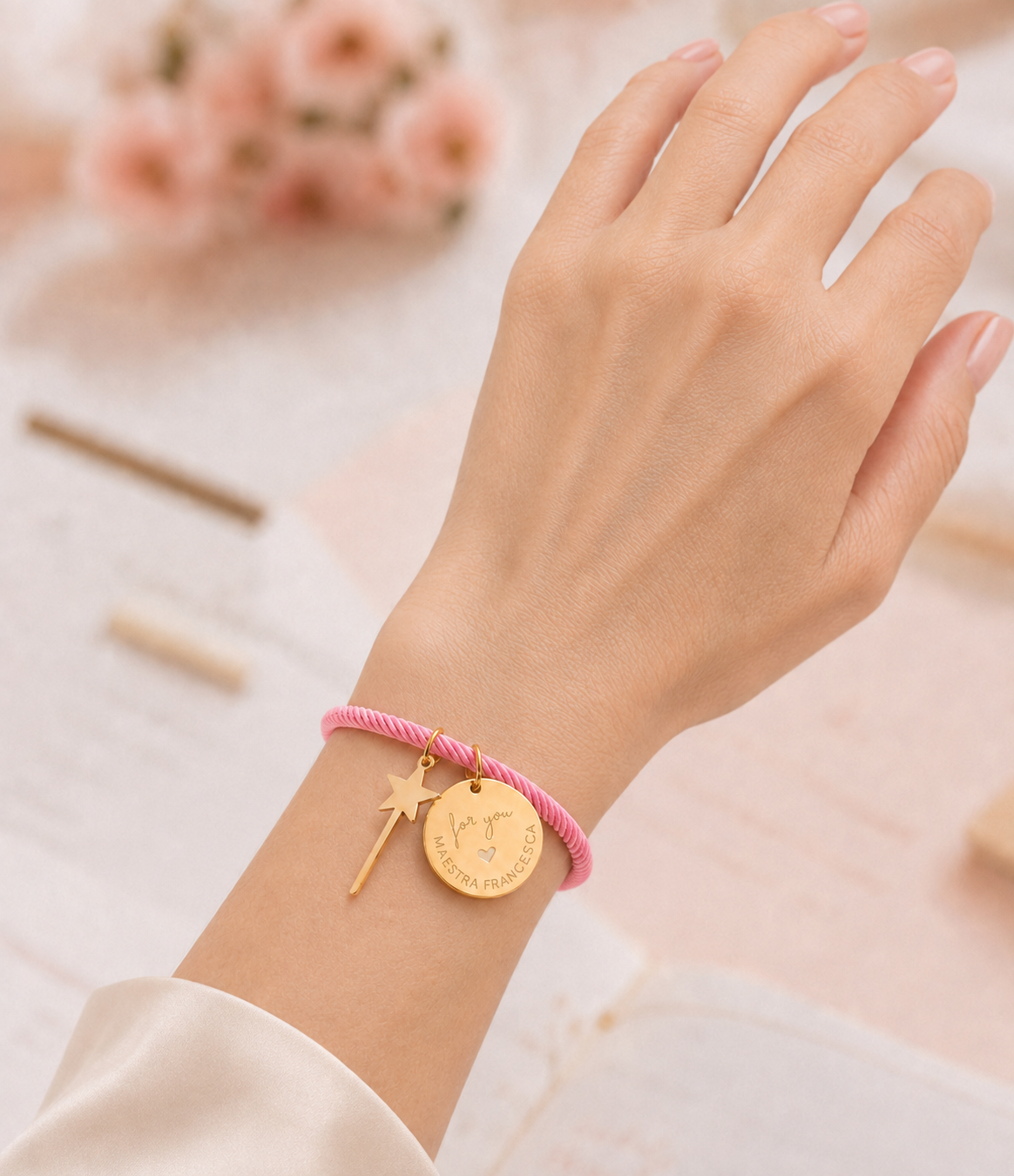 Bracciale regalo Maestra con bacchetta magica